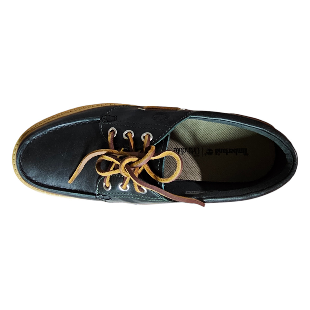 Timberland Black Leather Platform Boat Shoes with Brown/Tan Lug Sole NO BOX - Picture 3 of 7